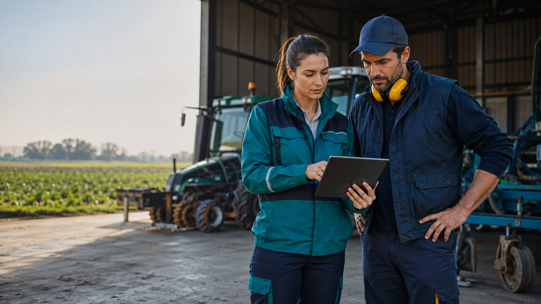 Professionisti del settore agricolo esaminano insieme una procedura di sicurezza