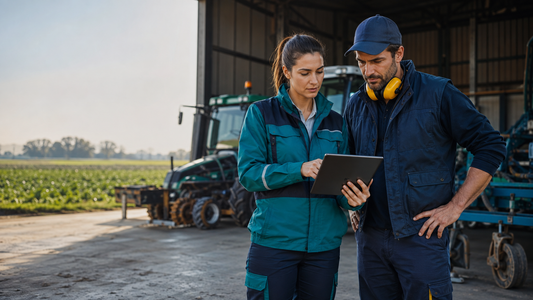 Professionisti del settore agricolo esaminano insieme una procedura di sicurezza
