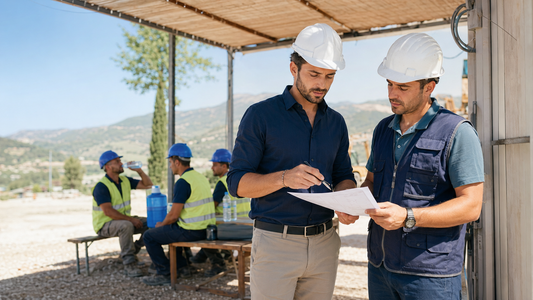 Consulente e responsabile di cantiere pianificano le misure contro il rischio caldo