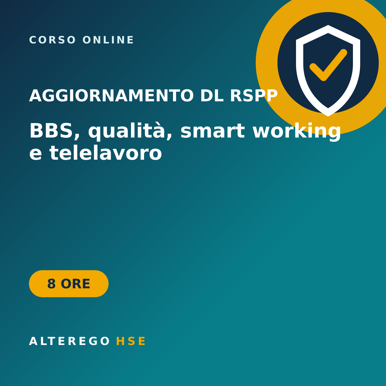 Aggiornamento datore di lavoro RSPP: BBS, qualità e smart working – 8 ore