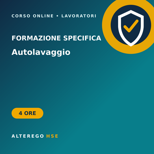 Corso di formazione specifica per lavoratori del settore autolavaggio, 4 ore