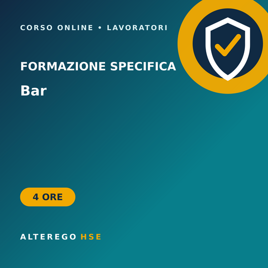 Corso di formazione specifica per lavoratori del settore bar, 4 ore