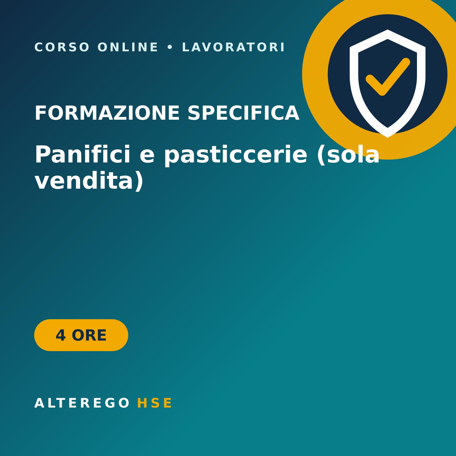Corso di formazione specifica per lavoratori del settore panifici e pasticcerie (sola vendita), 4 ore